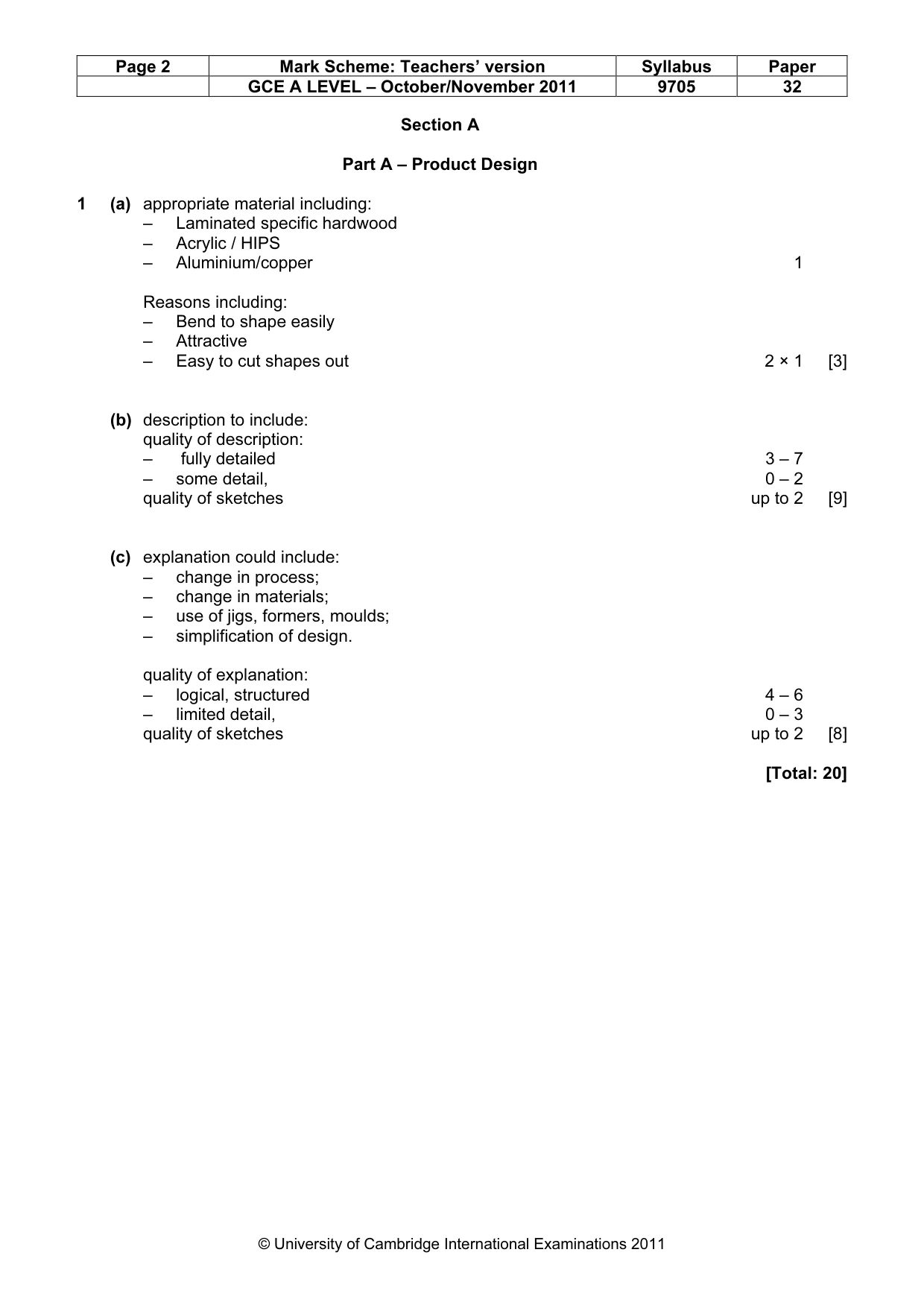 Mark scheme, page 2 of 6
