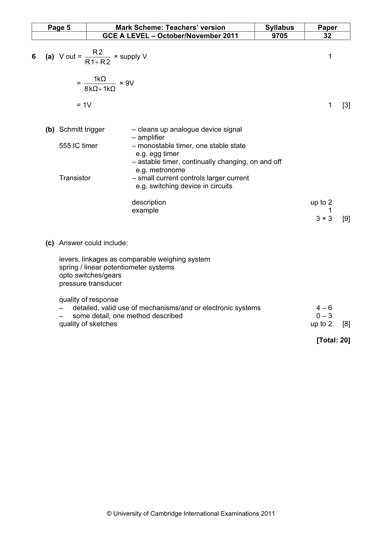 Mark scheme, page 5 of 6