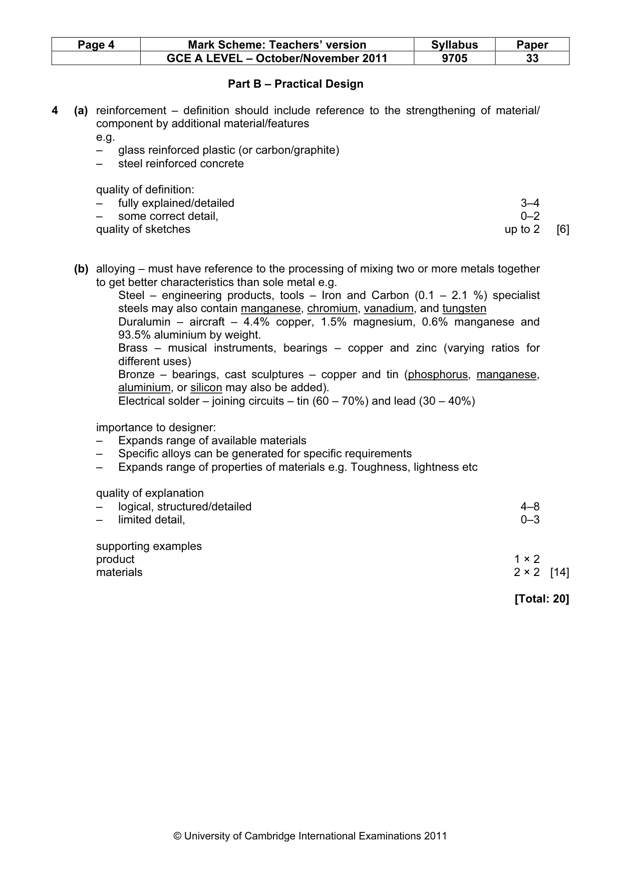 Mark scheme, page 4 of 8