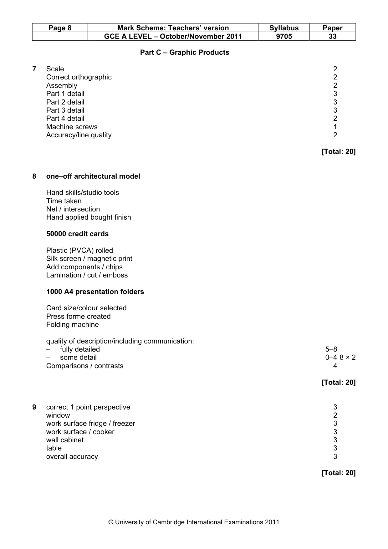 Mark scheme, page 8 of 8