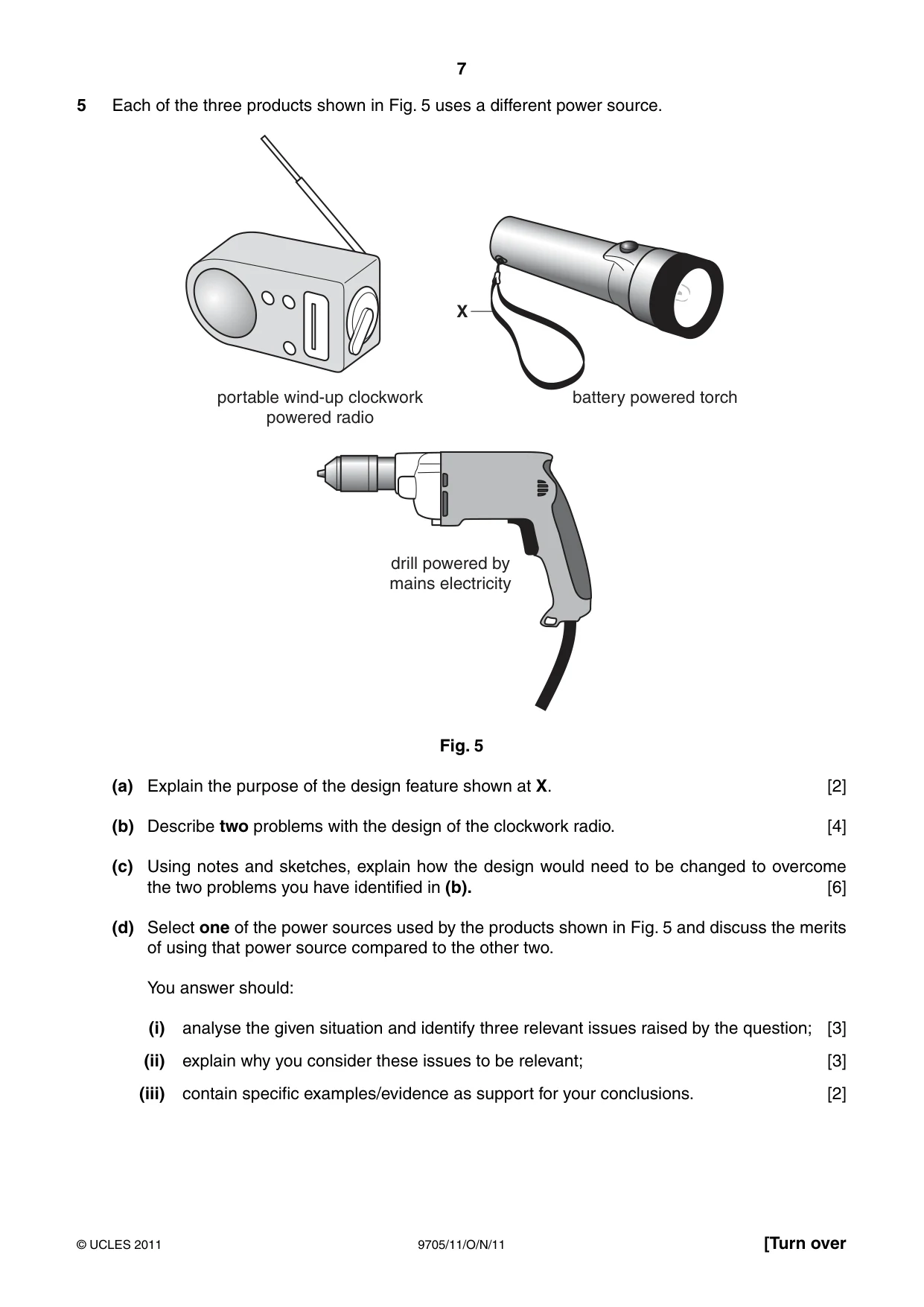 Cambridge A Level Design and Technology 9705 2011 Oct/Nov Paper 1 · Variant 1 question paper, page 7 of 12