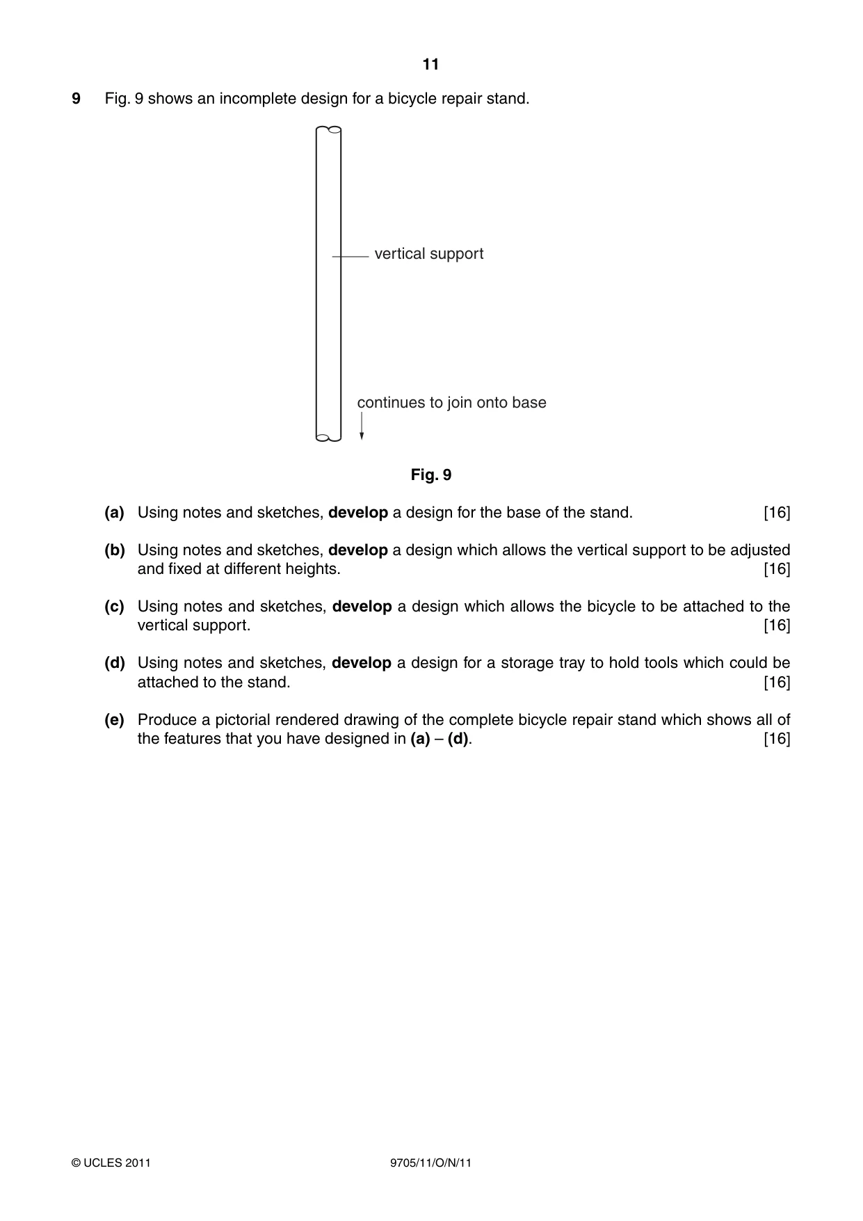 Cambridge A Level Design and Technology 9705 2011 Oct/Nov Paper 1 · Variant 1 question paper, page 11 of 12