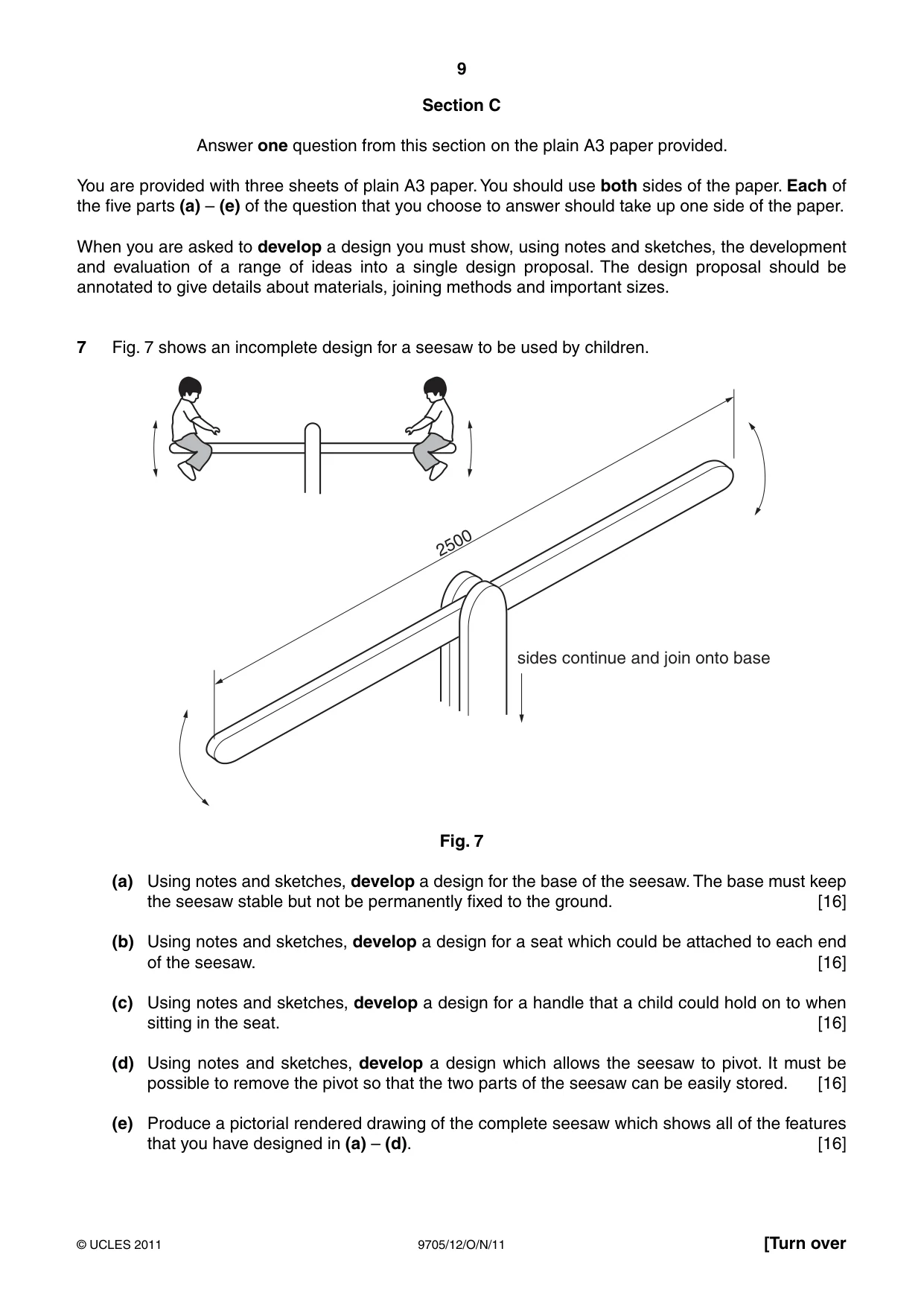 Cambridge A Level Design and Technology 9705 2011 Oct/Nov Paper 1 · Variant 2 question paper, page 9 of 12