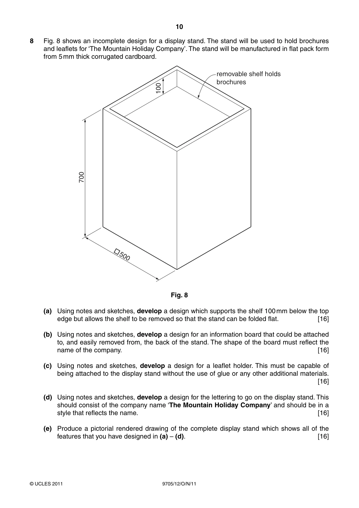 Cambridge A Level Design and Technology 9705 2011 Oct/Nov Paper 1 · Variant 2 question paper, page 10 of 12