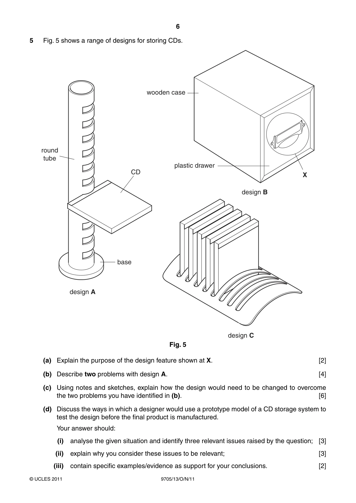 Cambridge A Level Design and Technology 9705 2011 Oct/Nov Paper 1 · Variant 3 question paper, page 6 of 12