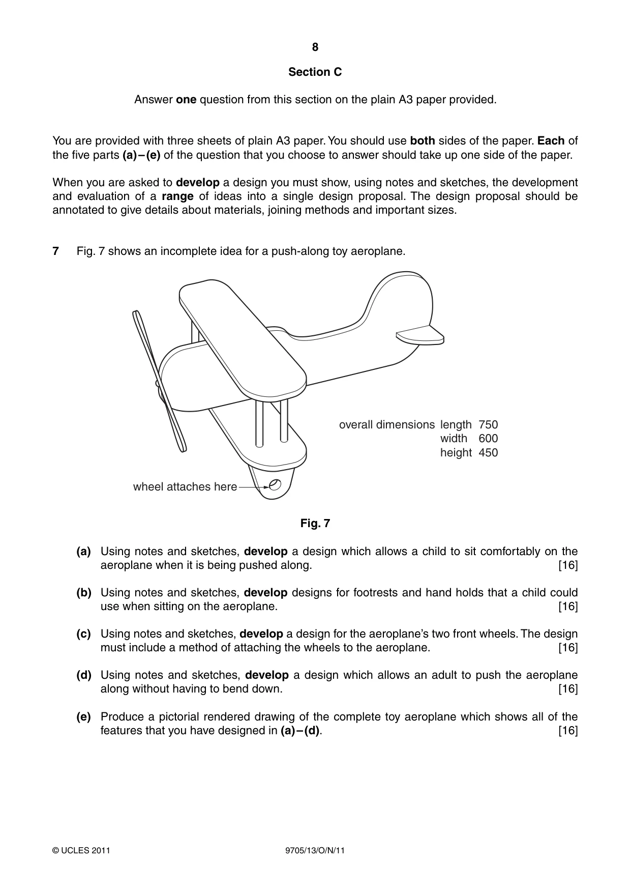 Cambridge A Level Design and Technology 9705 2011 Oct/Nov Paper 1 · Variant 3 question paper, page 8 of 12