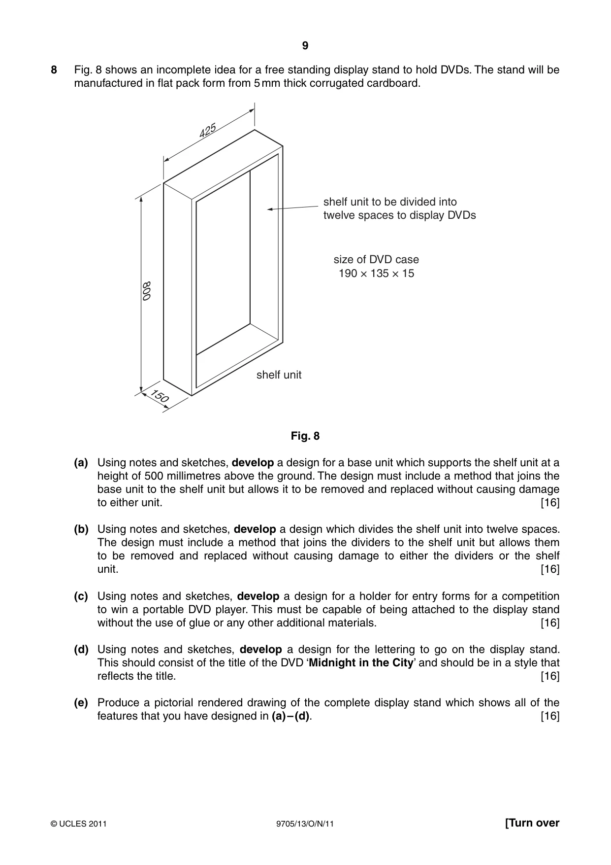 Cambridge A Level Design and Technology 9705 2011 Oct/Nov Paper 1 · Variant 3 question paper, page 9 of 12