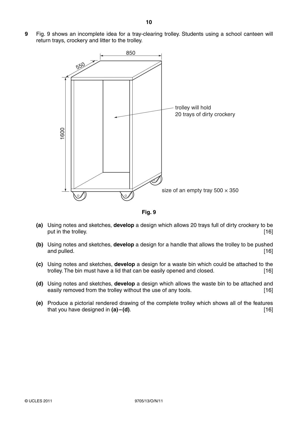Cambridge A Level Design and Technology 9705 2011 Oct/Nov Paper 1 · Variant 3 question paper, page 10 of 12