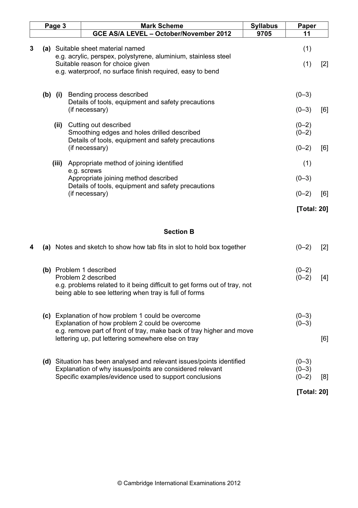 Mark scheme, page 3 of 5