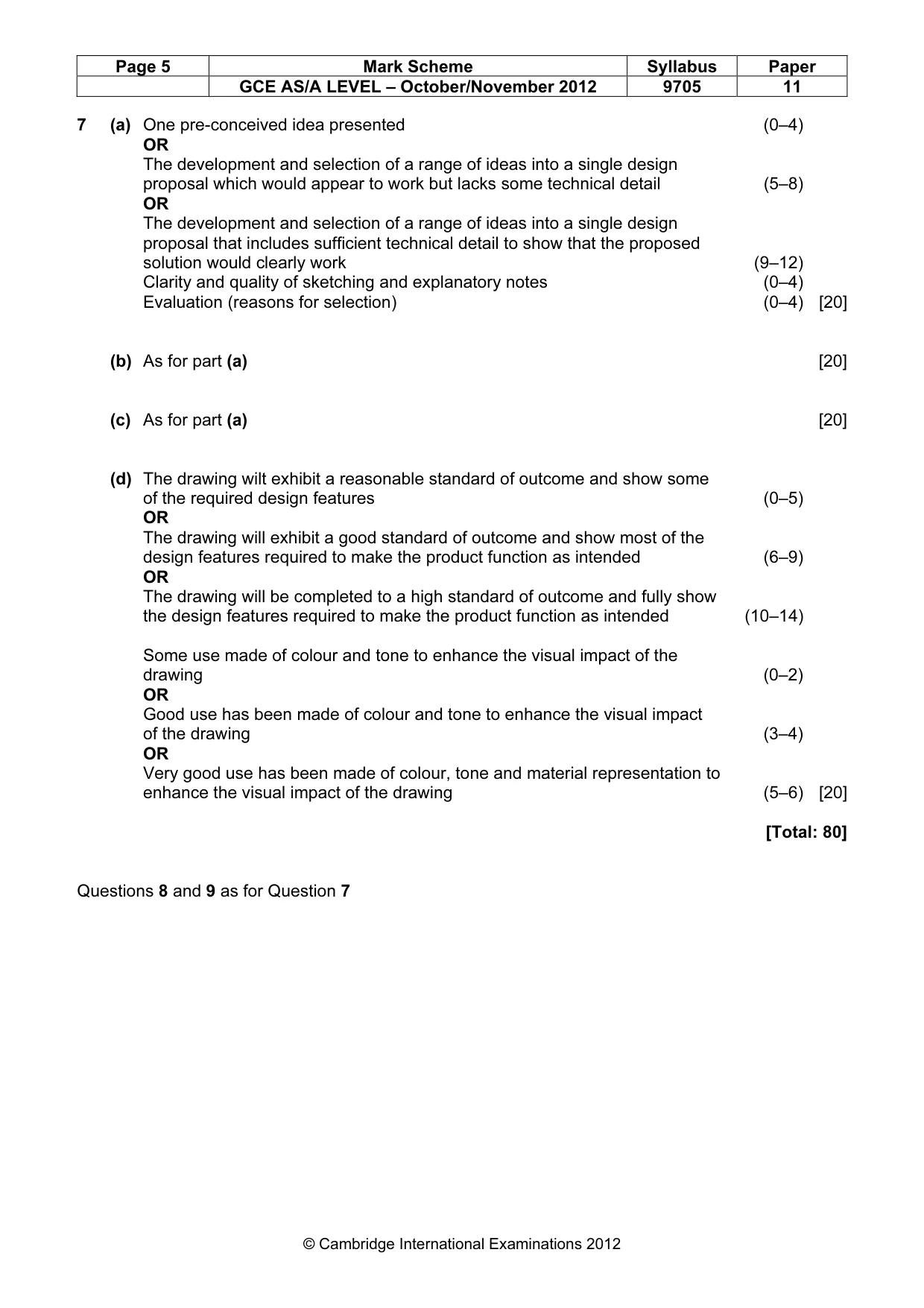 Mark scheme, page 5 of 5