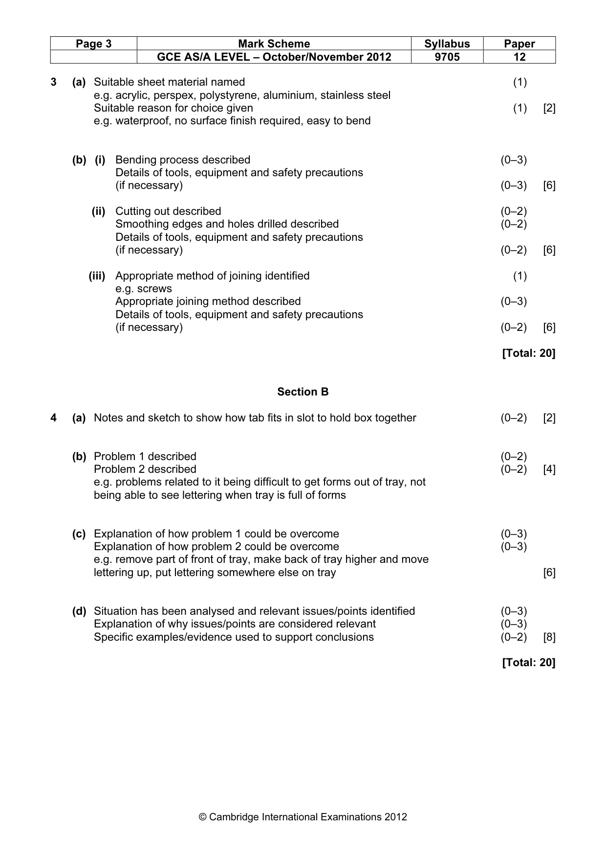 Mark scheme, page 3 of 5