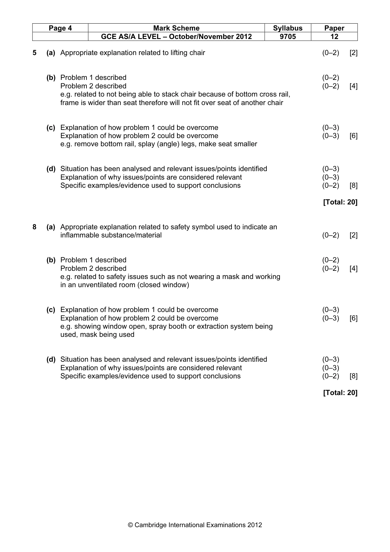 Mark scheme, page 4 of 5