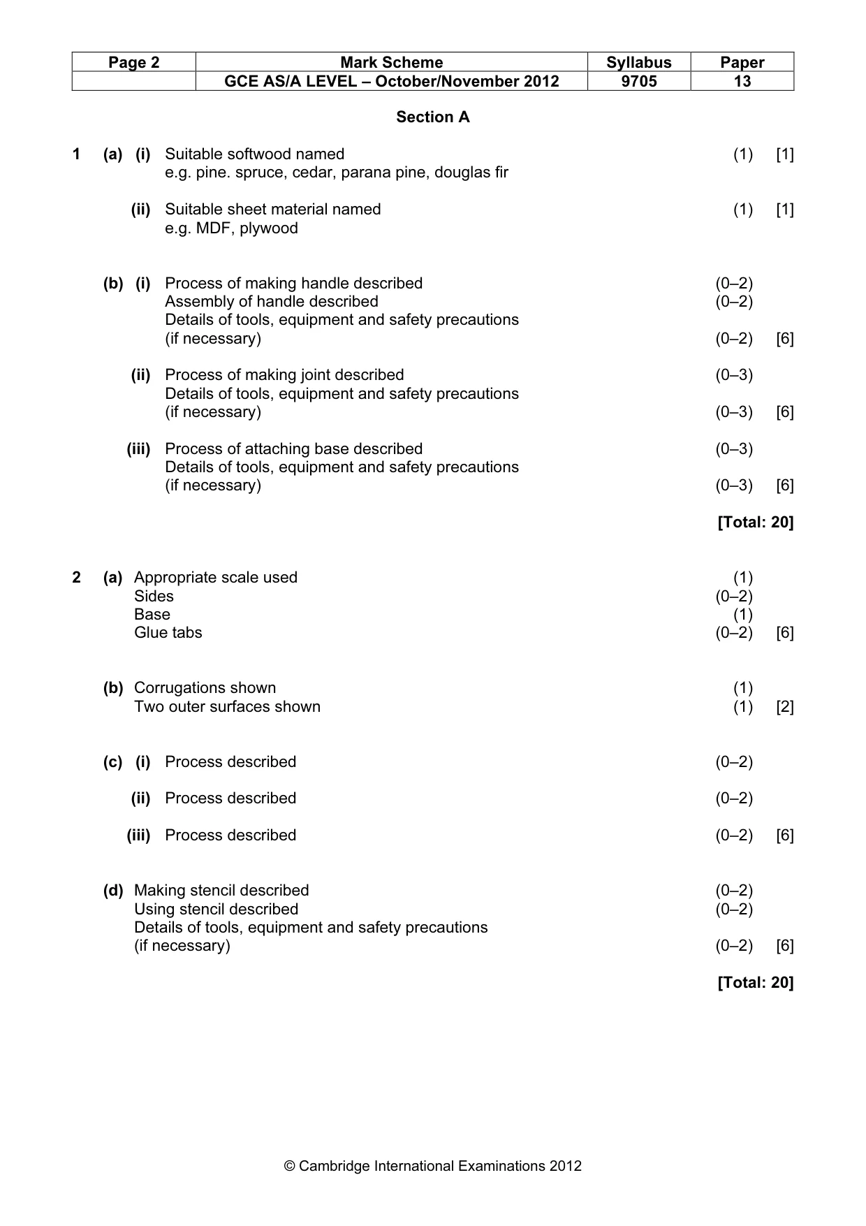 Mark scheme, page 2 of 5