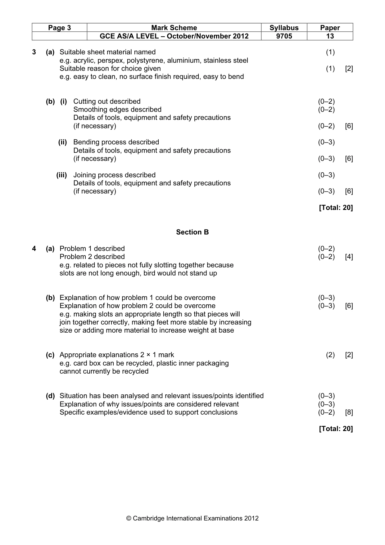 Mark scheme, page 3 of 5