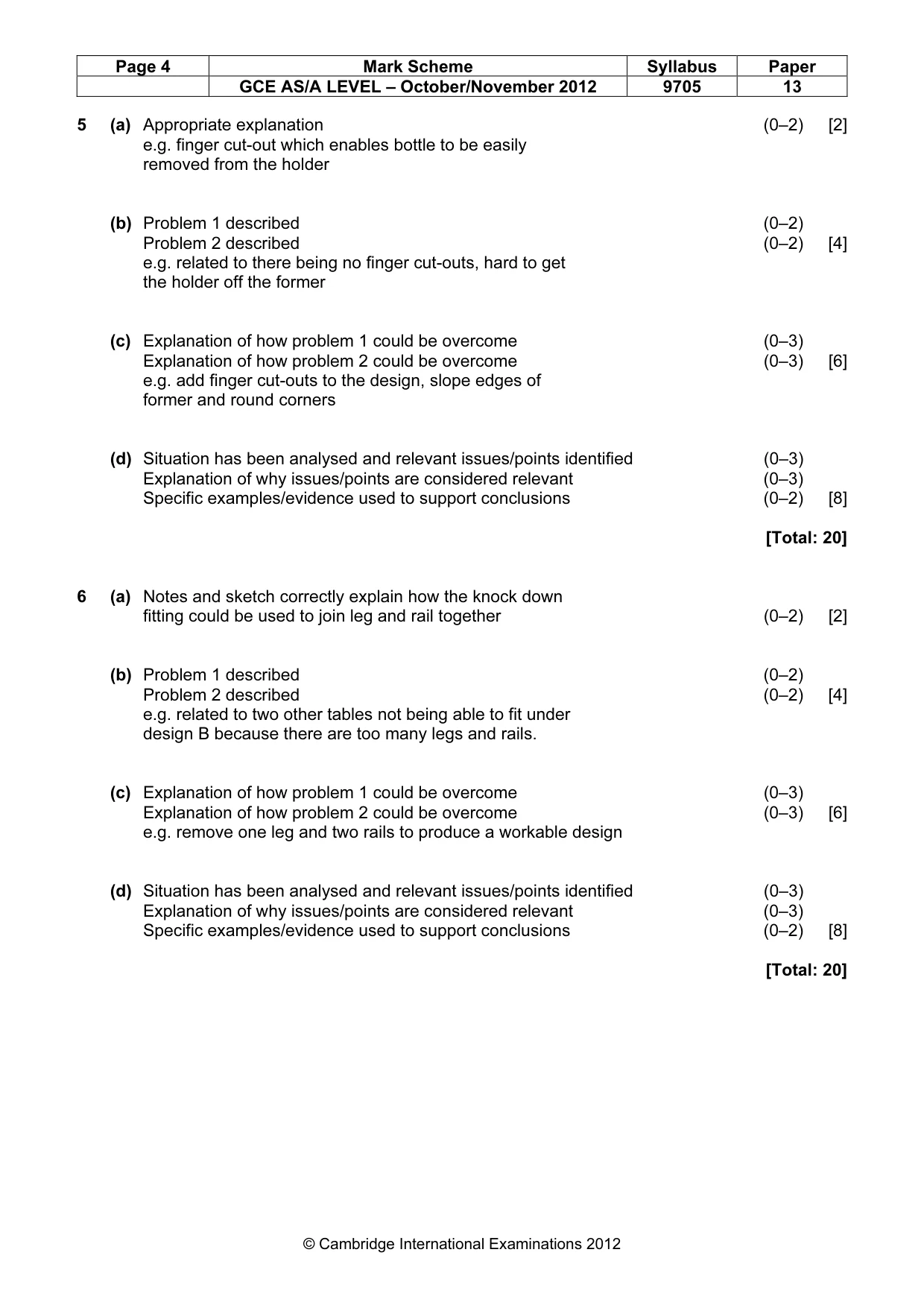 Mark scheme, page 4 of 5