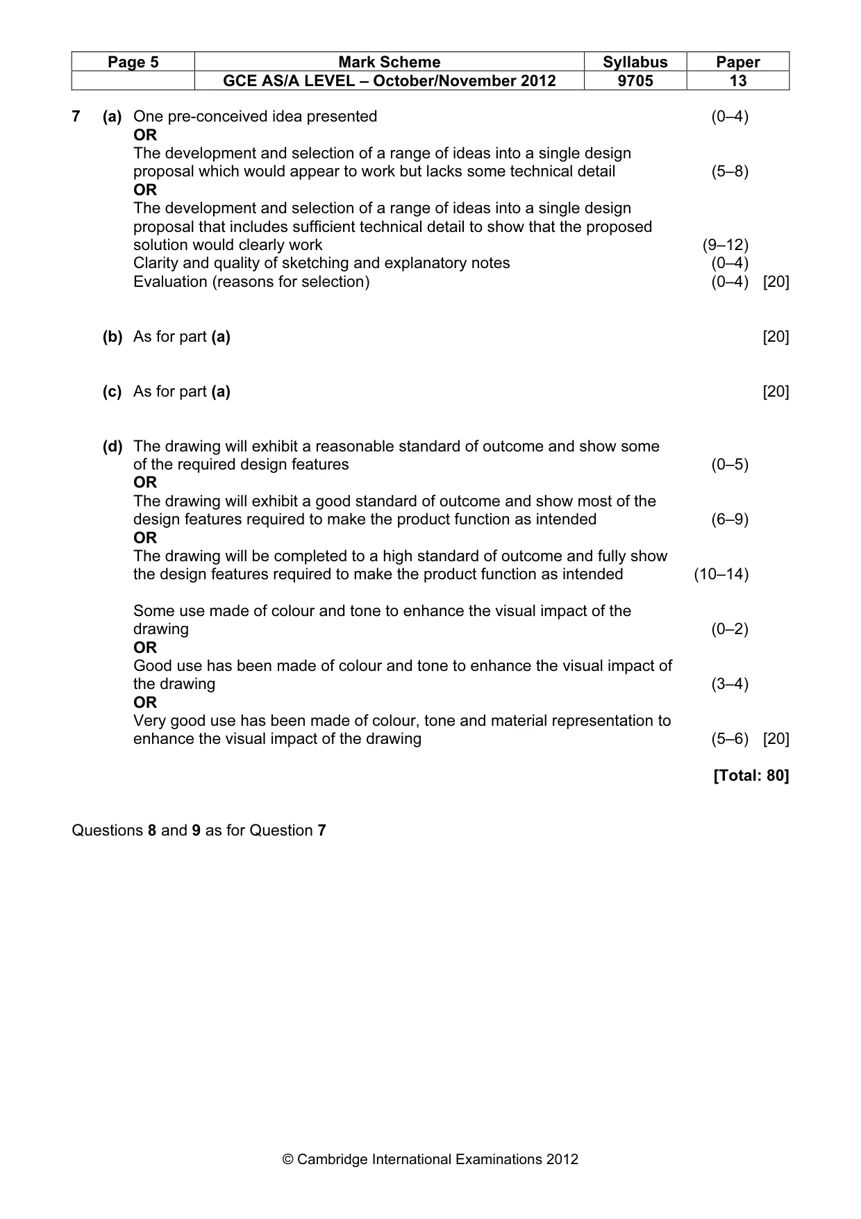 Mark scheme, page 5 of 5