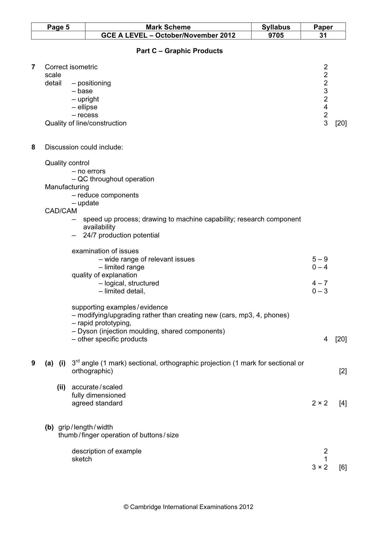 Mark scheme, page 5 of 6