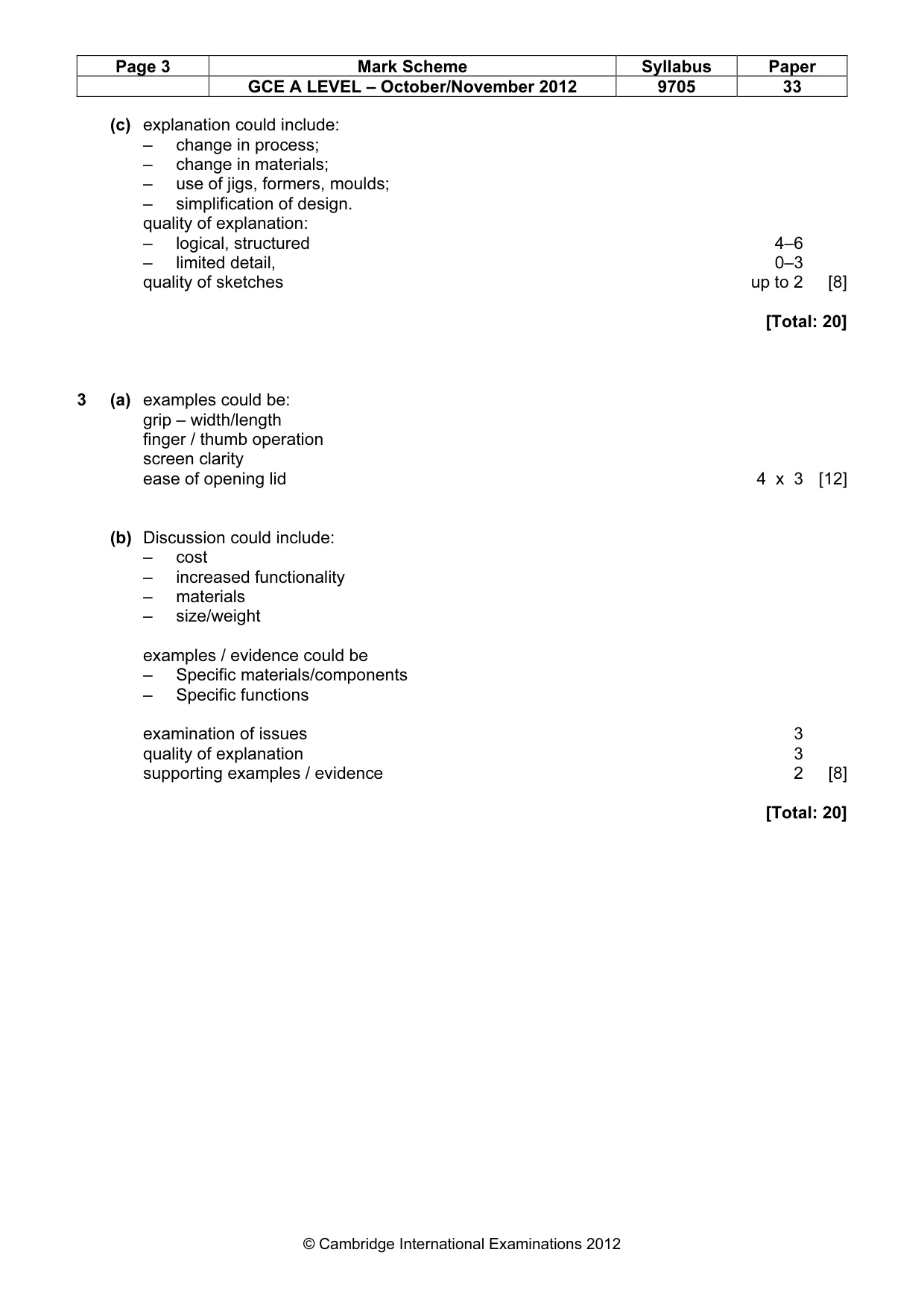 Mark scheme, page 3 of 7