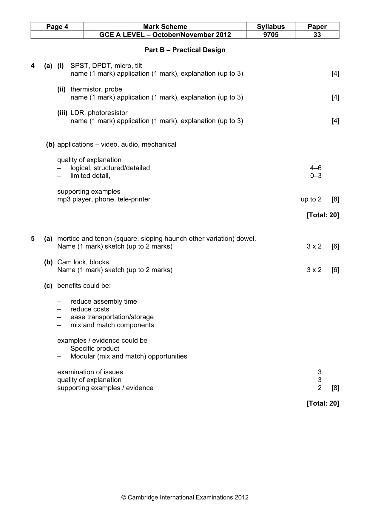 Mark scheme, page 4 of 7