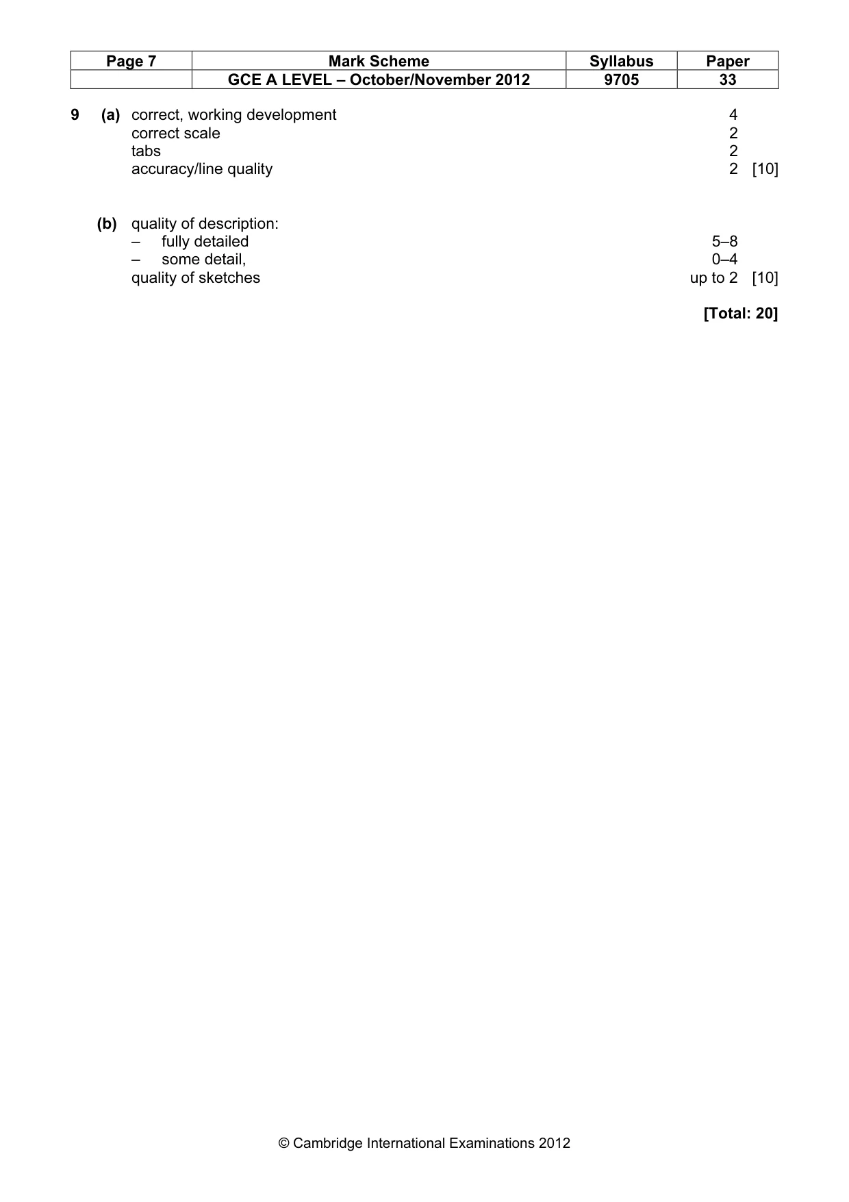 Mark scheme, page 7 of 7