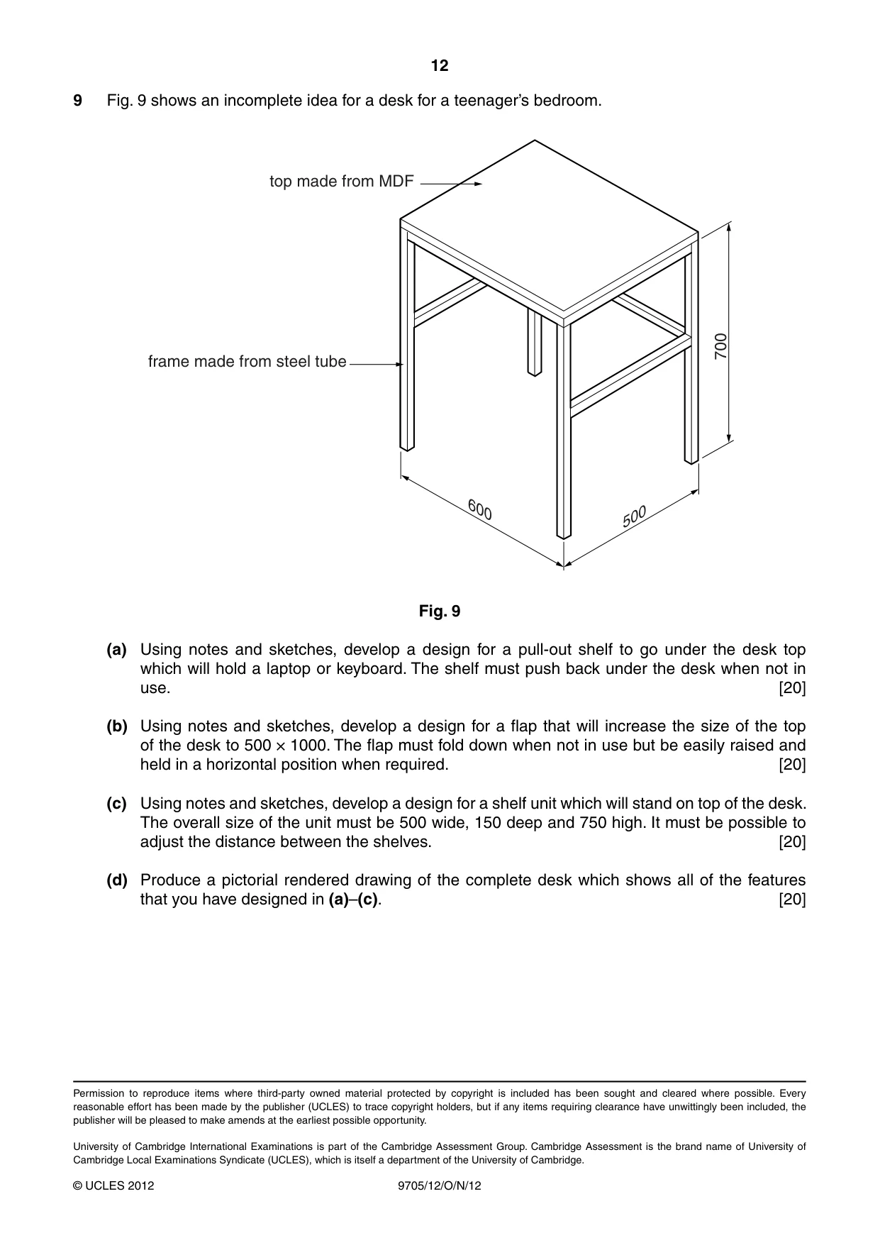 Cambridge A Level Design and Technology 9705 2012 Oct/Nov Paper 1 · Variant 2 question paper, page 12 of 12