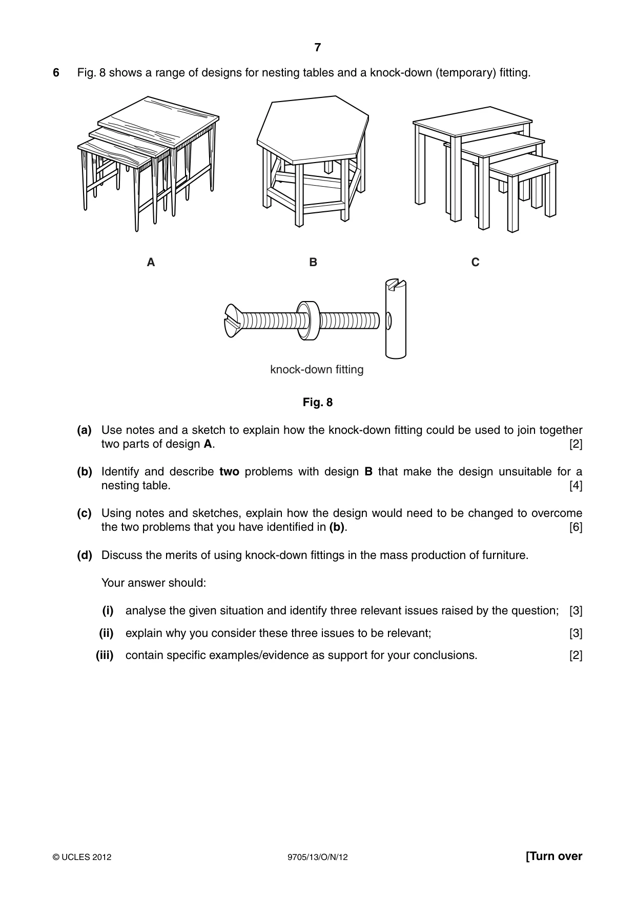 Cambridge A Level Design and Technology 9705 2012 Oct/Nov Paper 1 · Variant 3 question paper, page 7 of 12