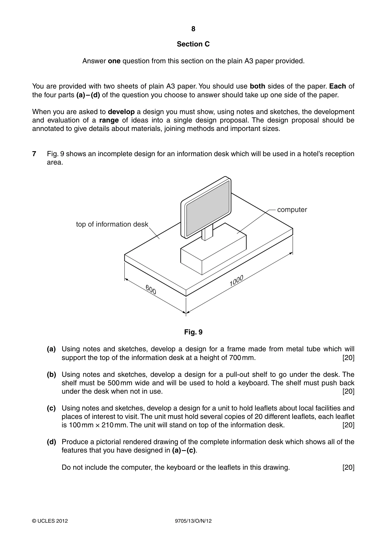 Cambridge A Level Design and Technology 9705 2012 Oct/Nov Paper 1 · Variant 3 question paper, page 8 of 12