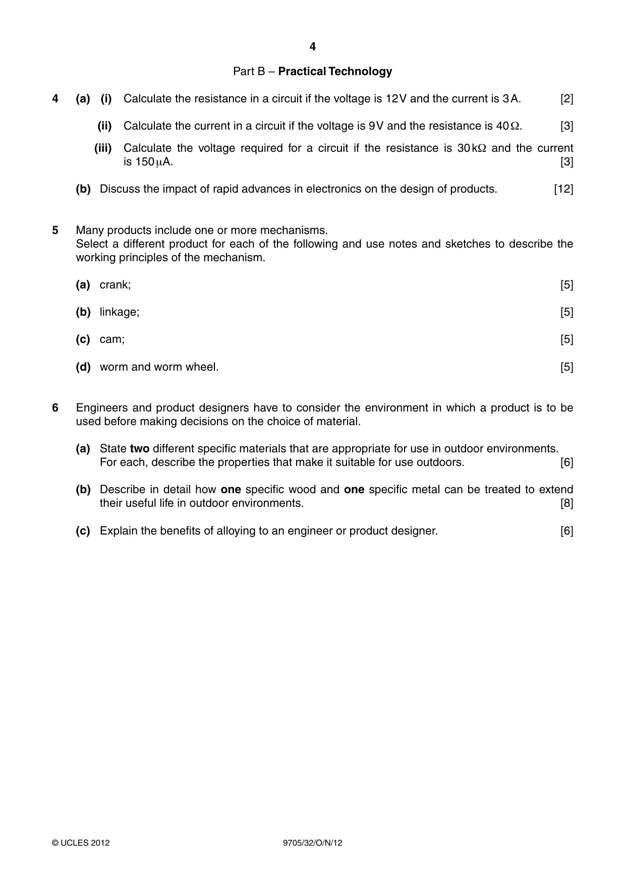 Cambridge A Level Design and Technology 9705 2012 Oct/Nov Paper 3 · Variant 2 question paper, page 4 of 12