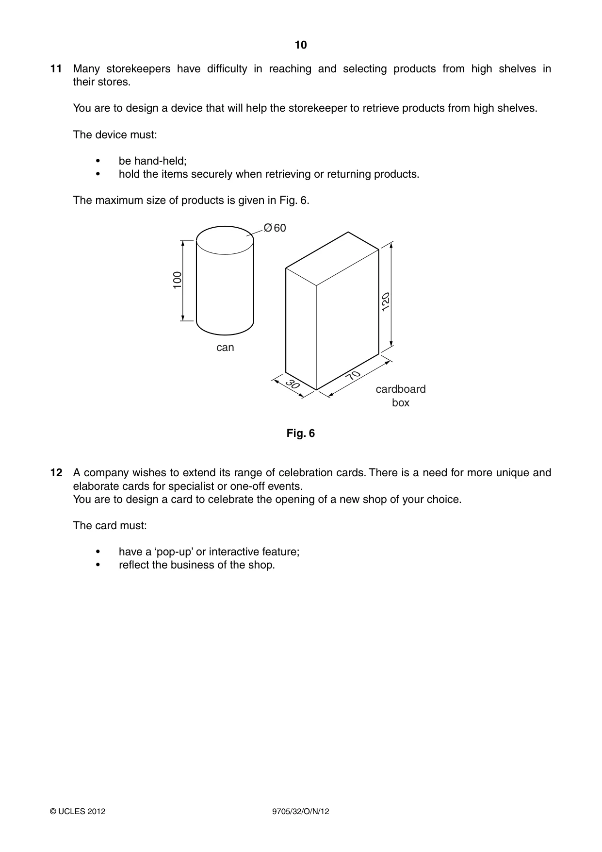 Cambridge A Level Design and Technology 9705 2012 Oct/Nov Paper 3 · Variant 2 question paper, page 10 of 12