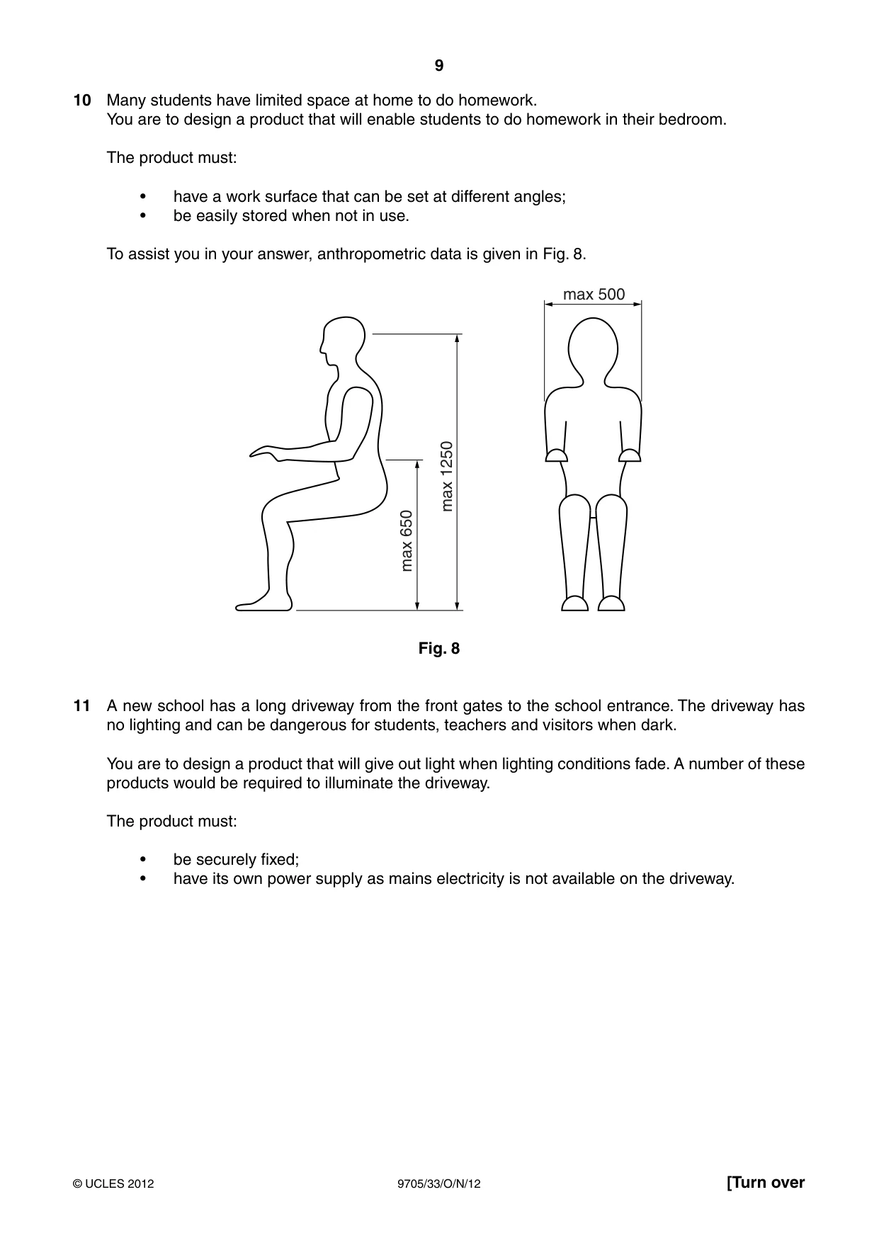 Cambridge A Level Design and Technology 9705 2012 Oct/Nov Paper 3 · Variant 3 question paper, page 9 of 12