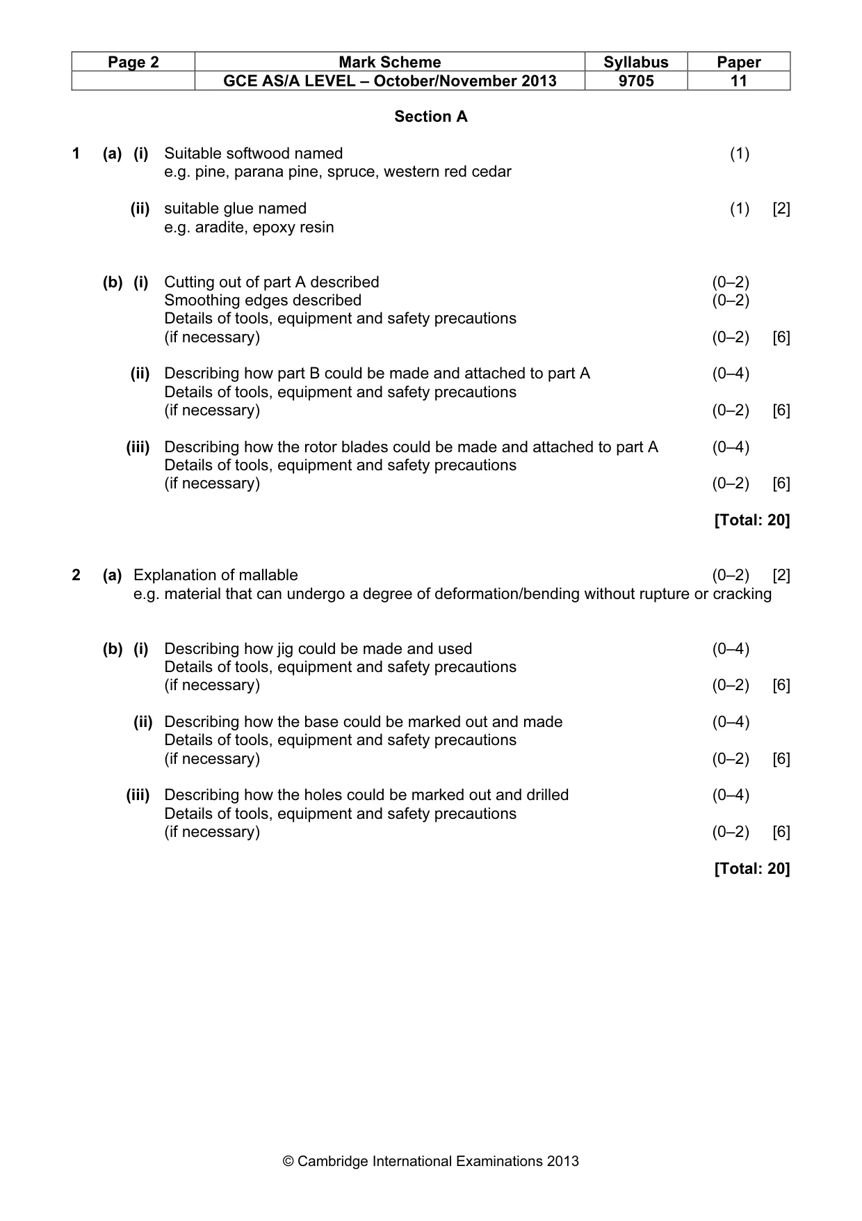 Mark scheme, page 2 of 6
