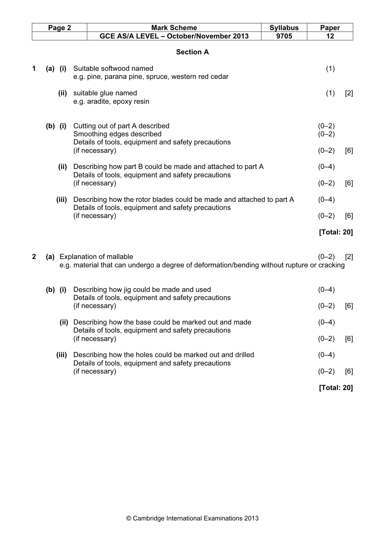 Mark scheme, page 2 of 6