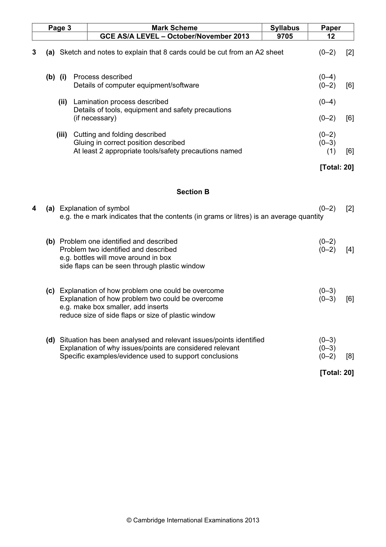 Mark scheme, page 3 of 6