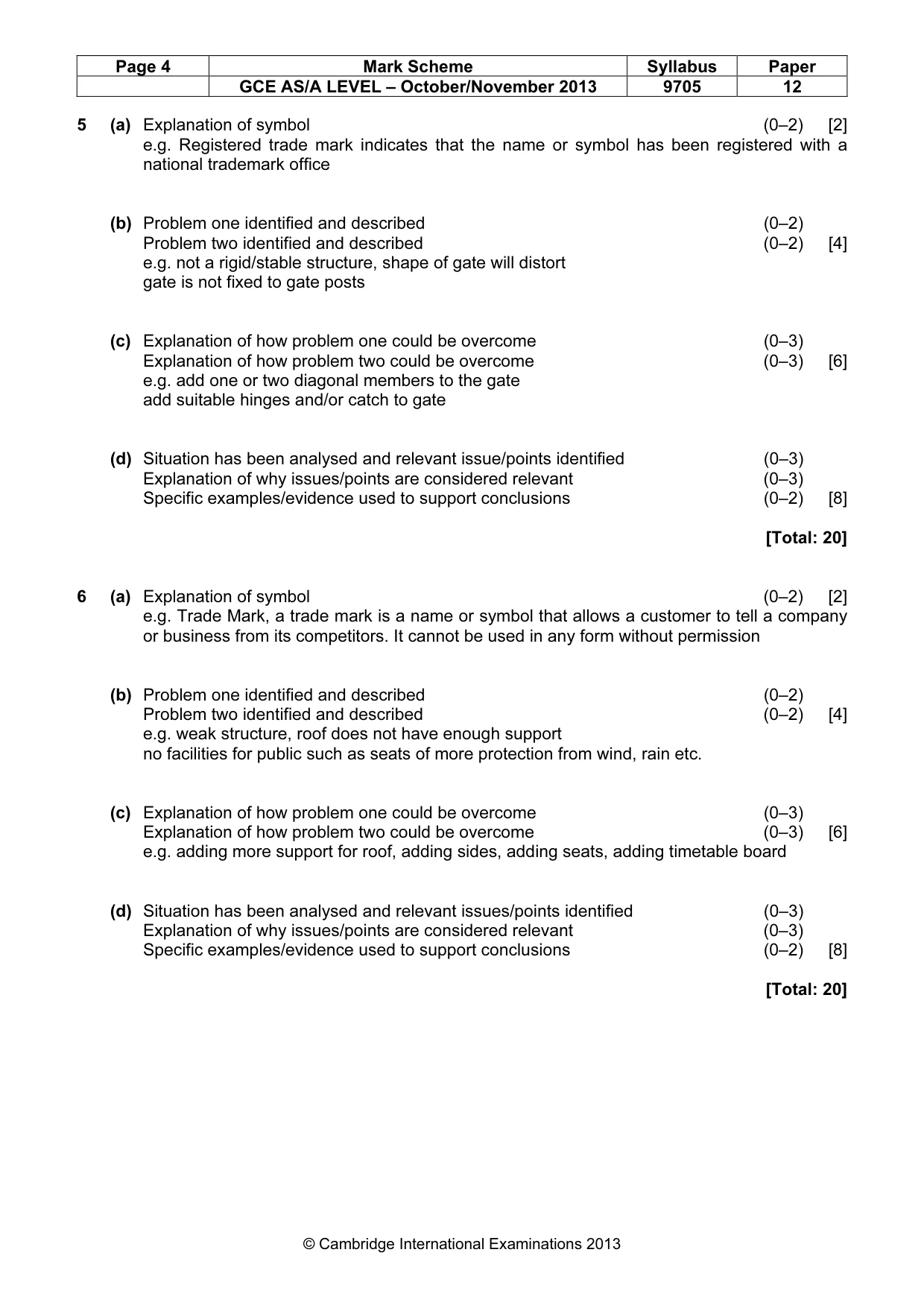 Mark scheme, page 4 of 6