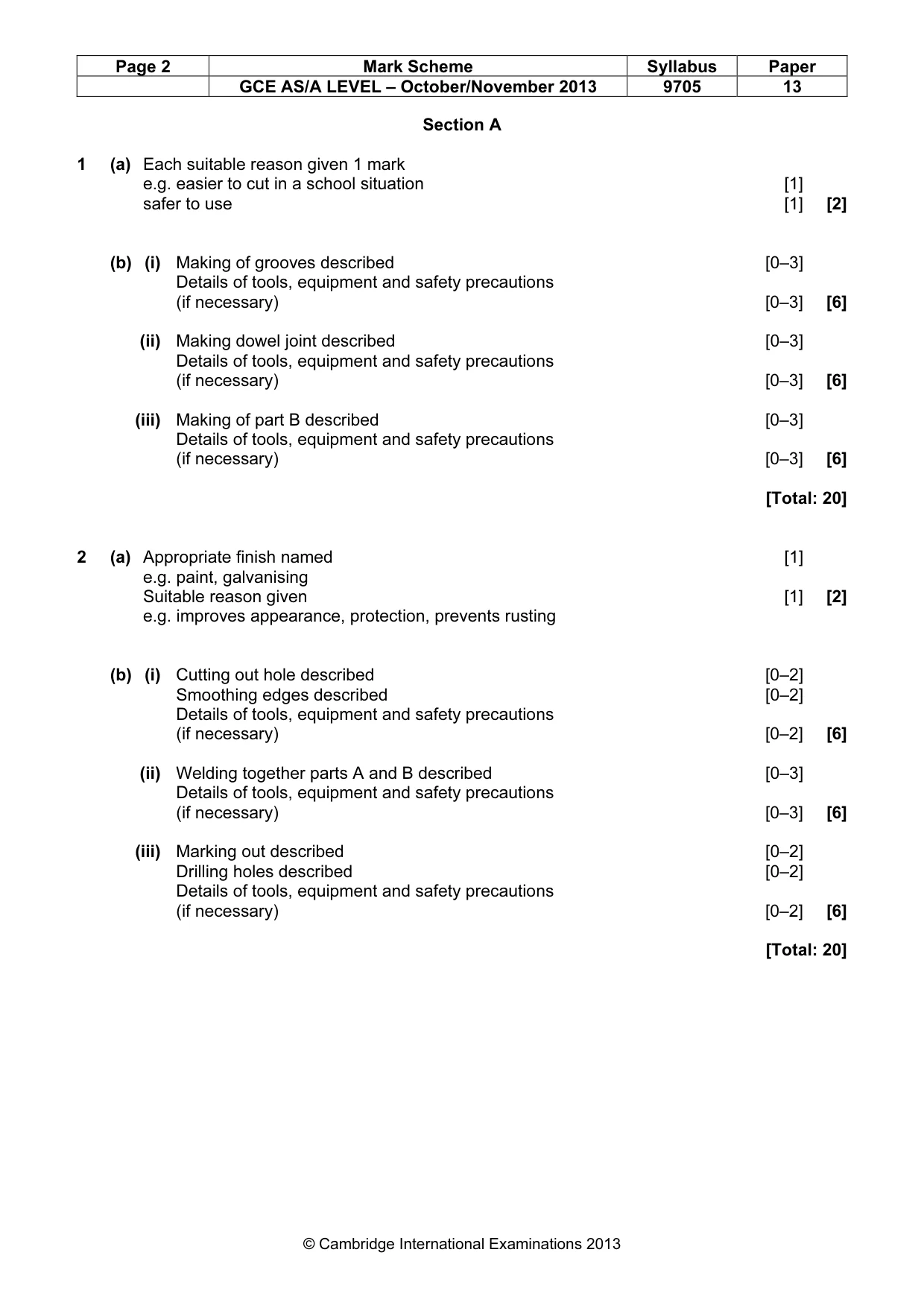 Mark scheme, page 2 of 5