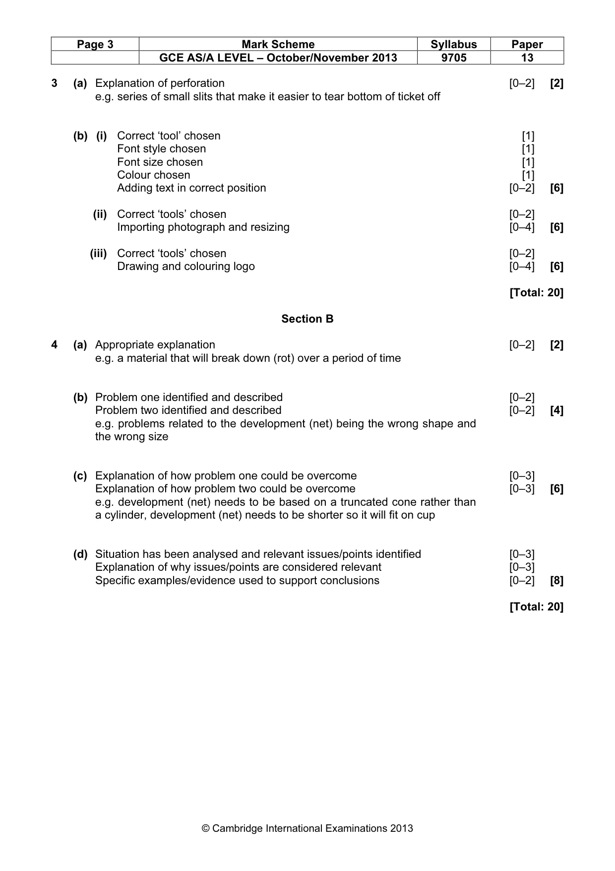 Mark scheme, page 3 of 5