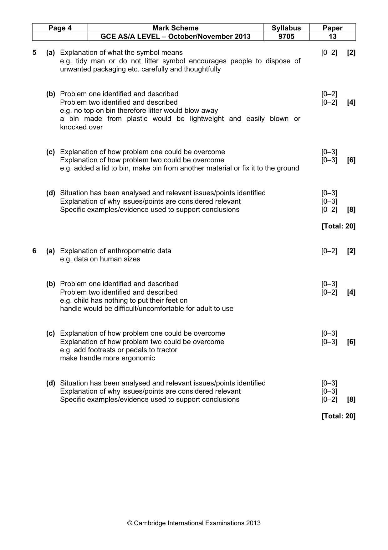 Mark scheme, page 4 of 5