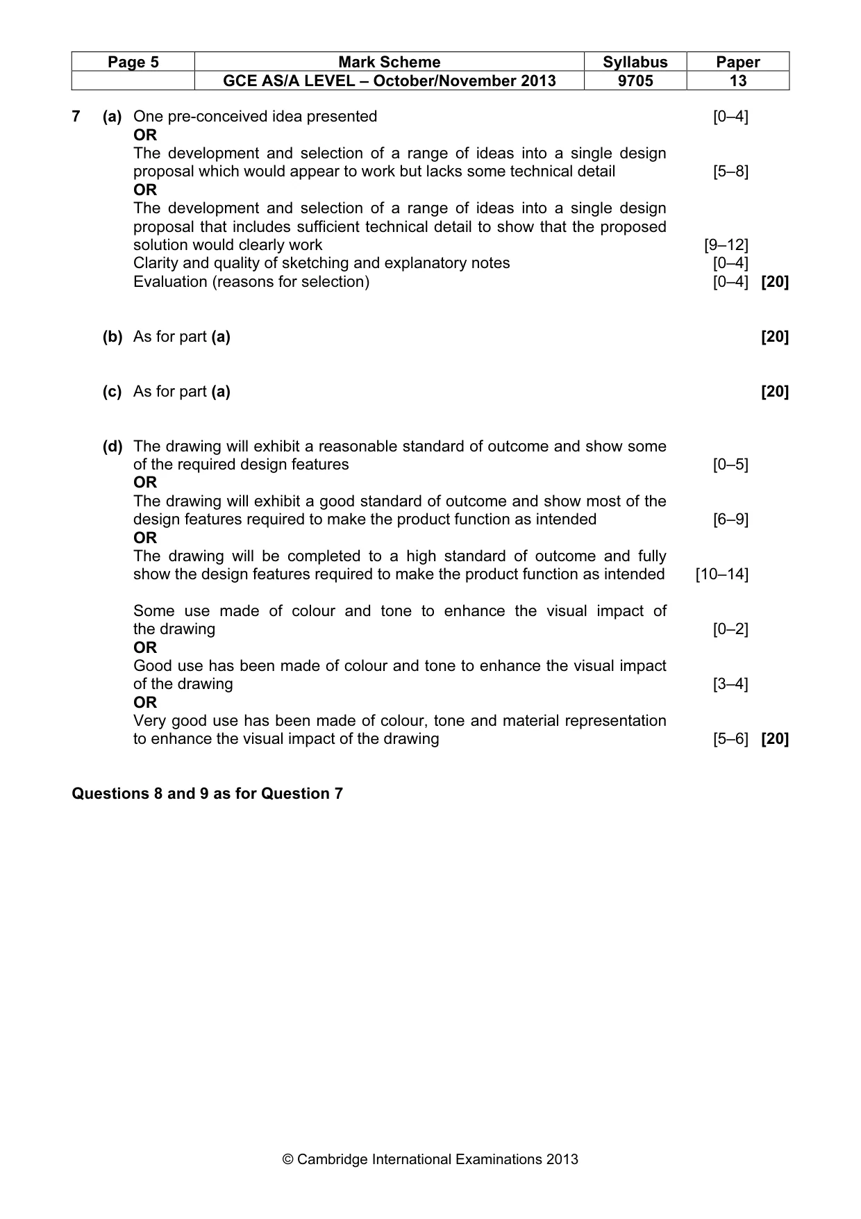 Mark scheme, page 5 of 5