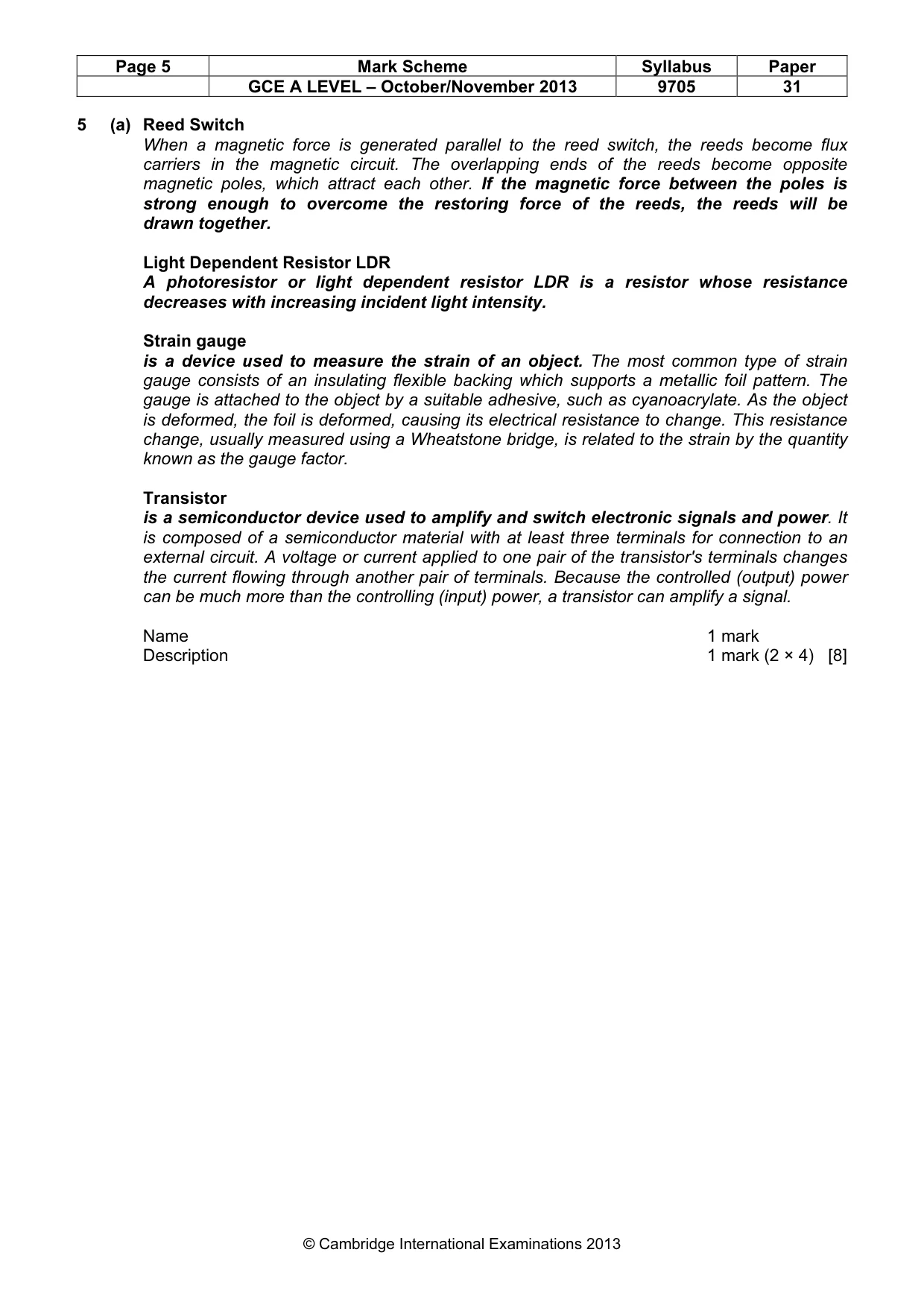 Mark scheme, page 5 of 11