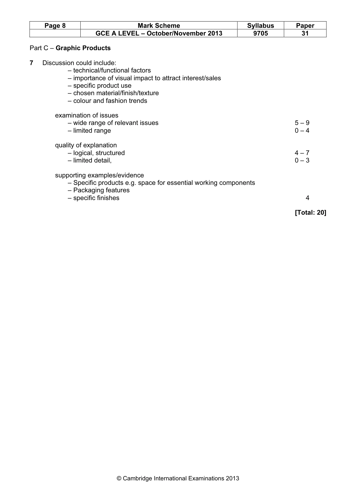 Mark scheme, page 8 of 11