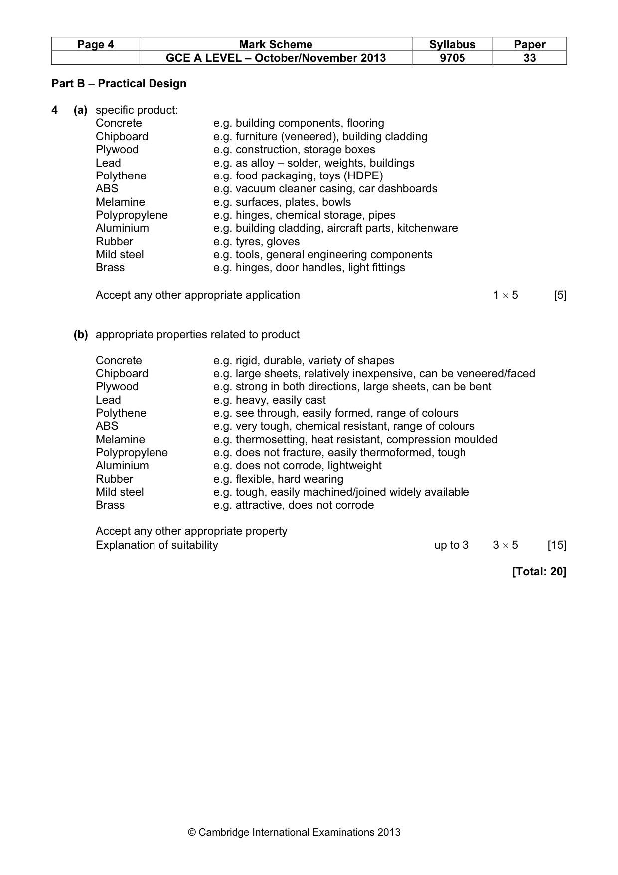 Mark scheme, page 4 of 8