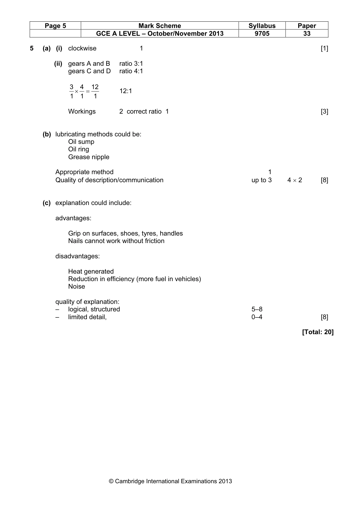 Mark scheme, page 5 of 8