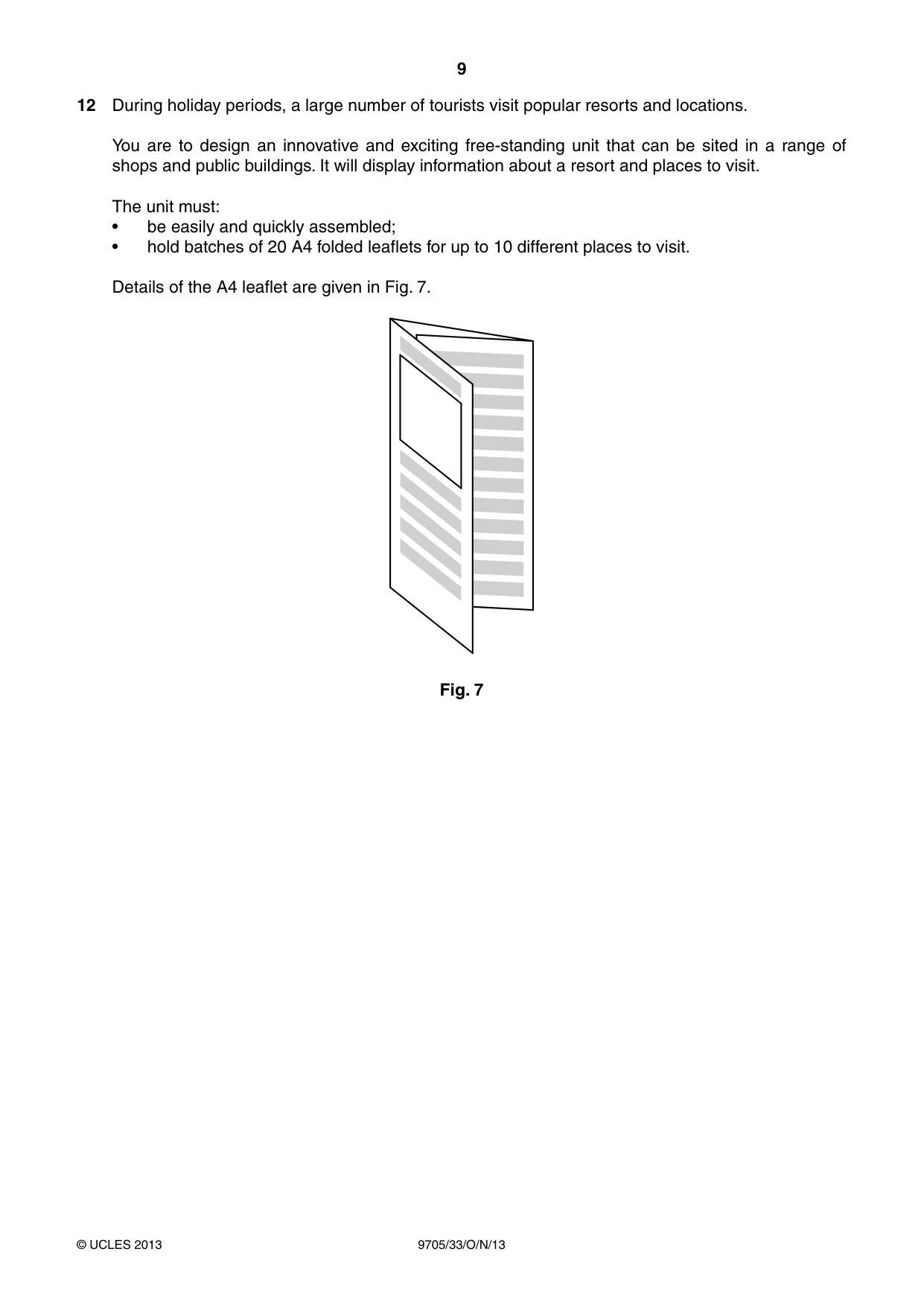 Cambridge A Level Design and Technology 9705 2013 Oct/Nov Paper 3 · Variant 3 question paper, page 9 of 12