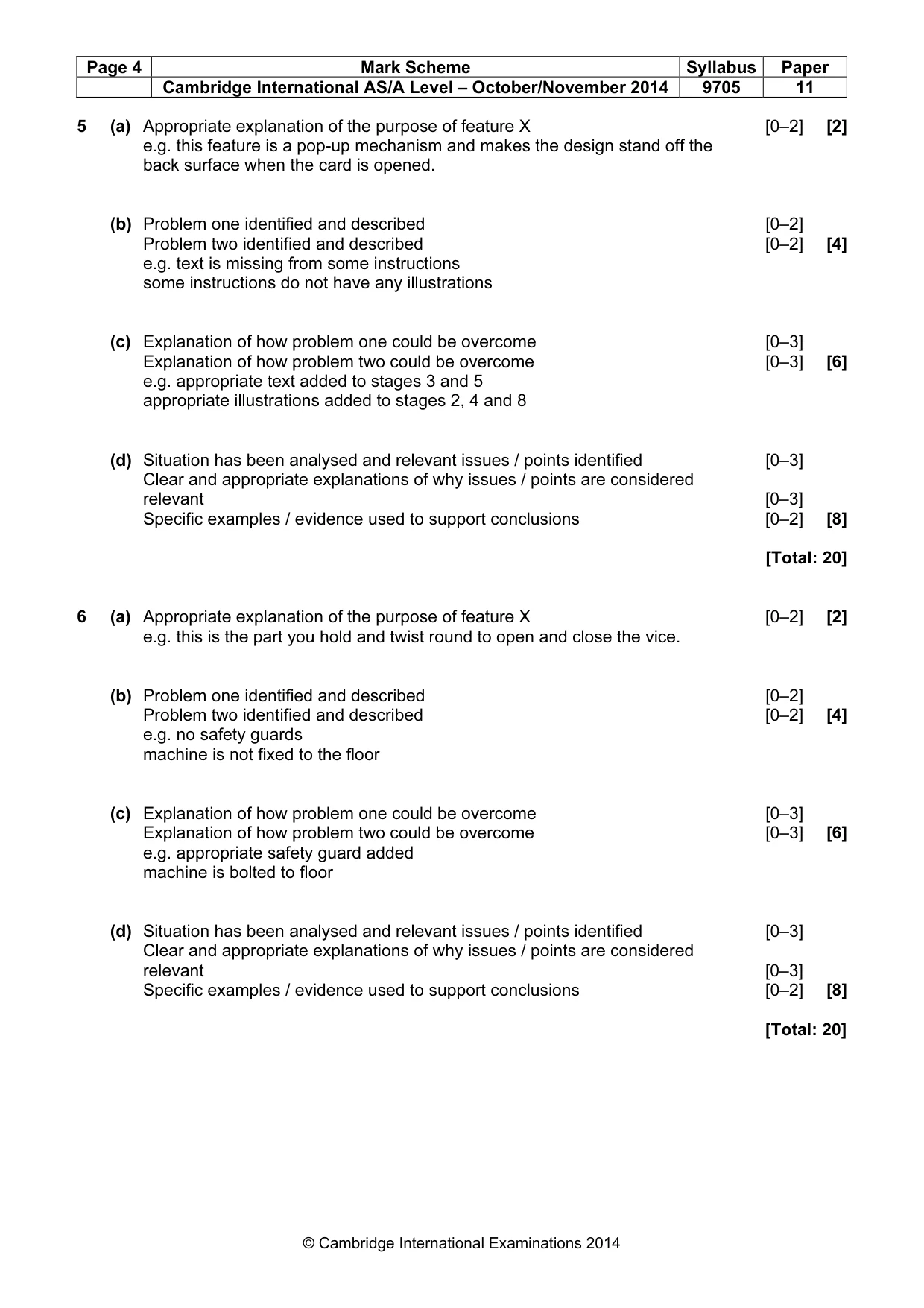 Mark scheme, page 4 of 5