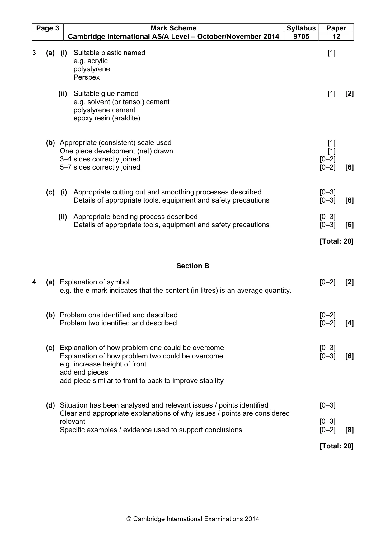 Mark scheme, page 3 of 5