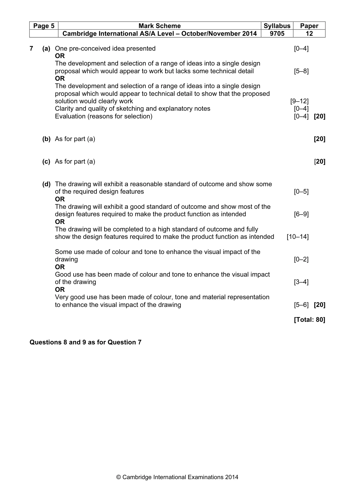 Mark scheme, page 5 of 5