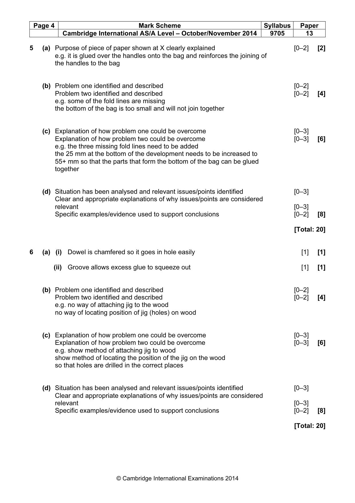 Mark scheme, page 4 of 5