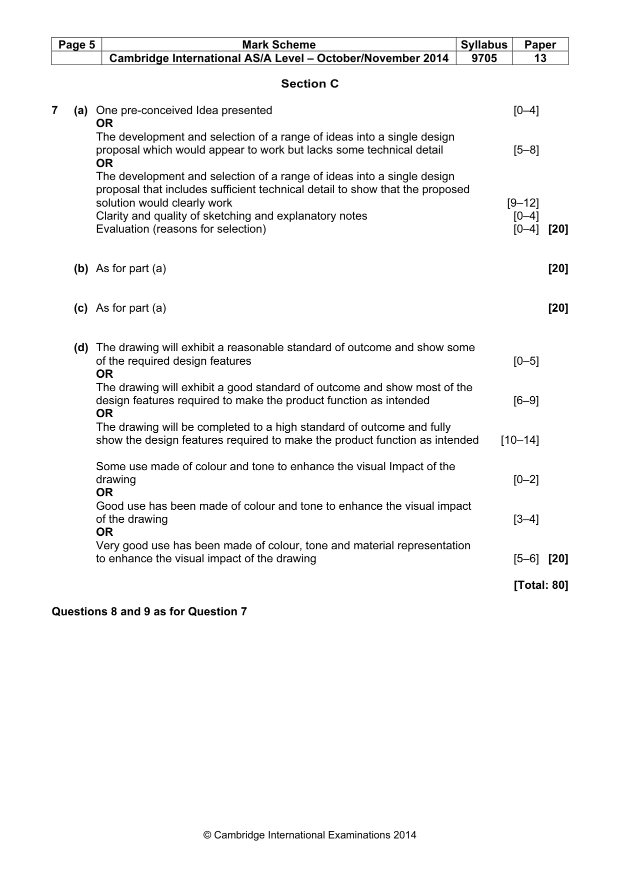 Mark scheme, page 5 of 5