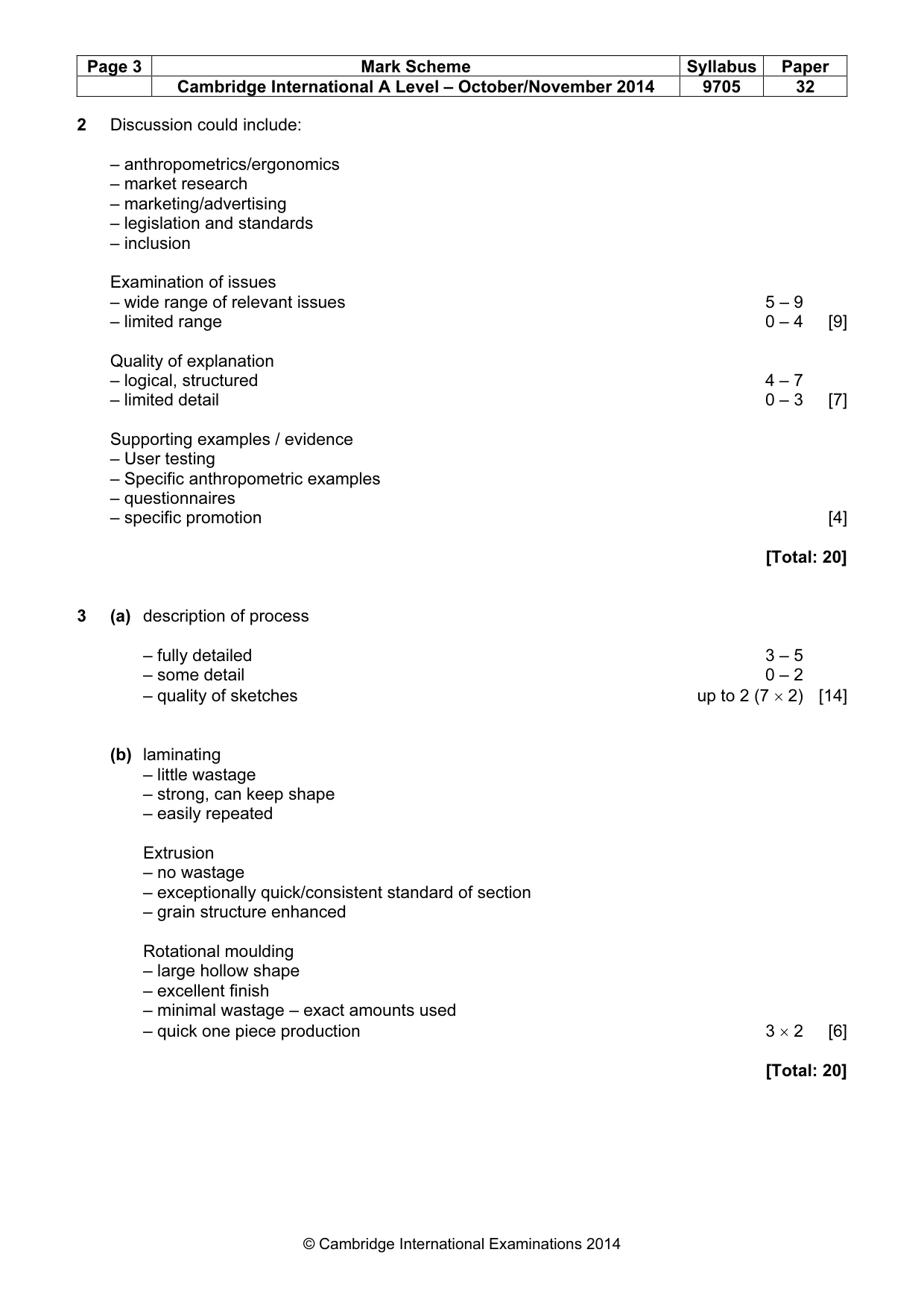Mark scheme, page 3 of 9