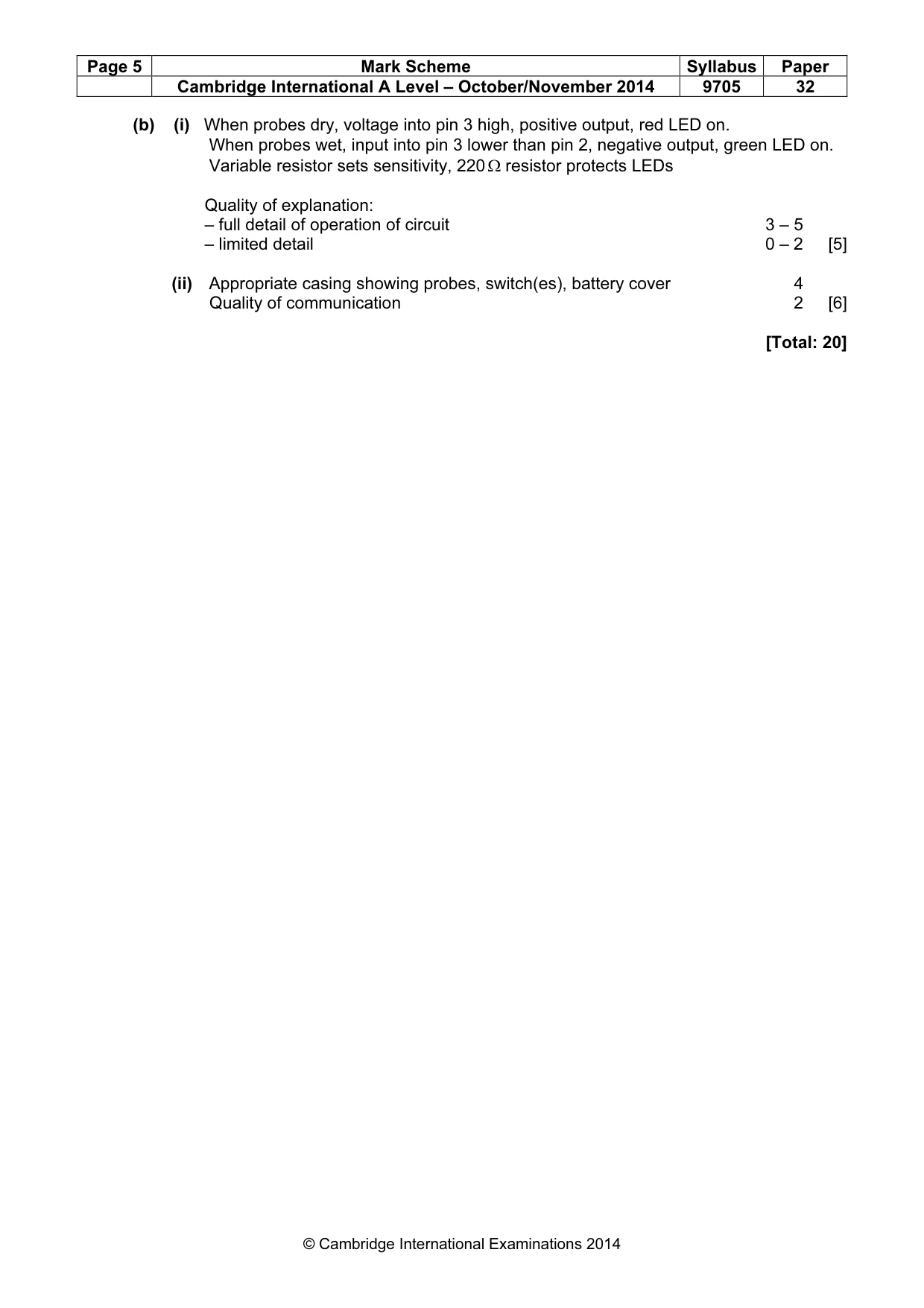Mark scheme, page 5 of 9